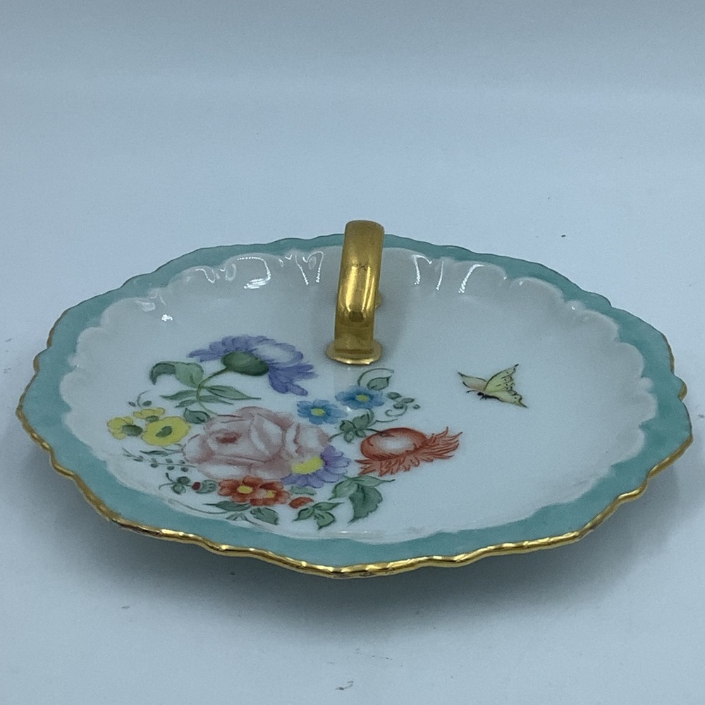 Hand Painted Floral Finger Loop Plate